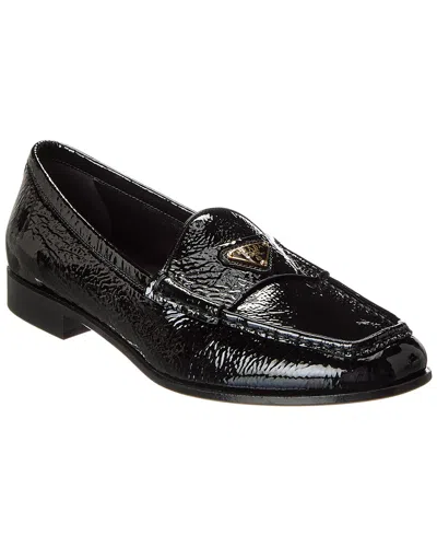 Prada Logo Patent Loafer In Black