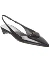 Prada Logo Patent Pointy-toe Slingback Pump In Black