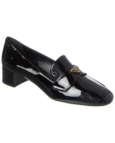 Prada Triangle-logo Slip-on Pumps In Black