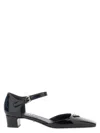 Prada Leather Block Heel Pumps With Patent Finish In Black