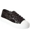 Prada Logo Patent Sneaker In Black