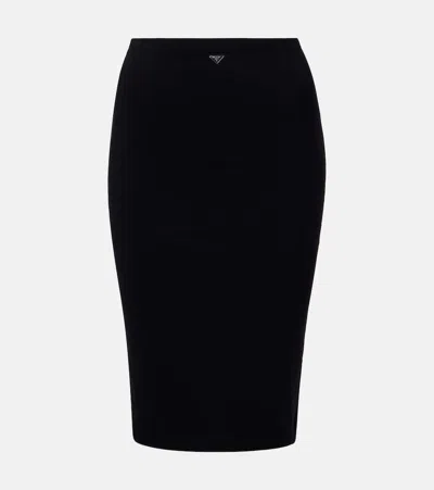 Prada Logo Pencil Skirt In Black