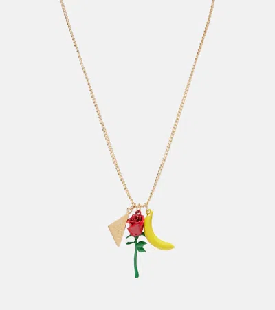 Prada Logo Pendant Necklace In Gold