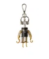 Prada Robot Saffiano Leather Bag Charm In Steel/black