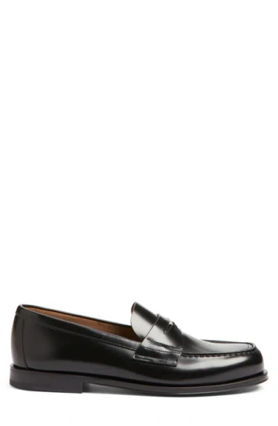 Prada Logo Penny Loafer In Black