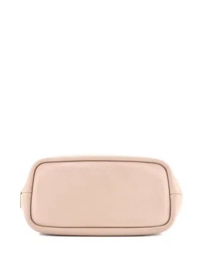 Pre-owned Prada Logo Perforated Leather Small Tote Bag In Pink