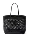 Prada Logo-perforated Tote Bag In 黑色