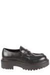 Prada Triangle Logo Chocolate Brushed Leather Loafers In Black