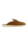 Prada Logo Plaque Almond-toe Slippers In Brown