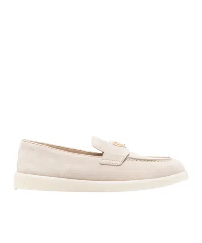 Prada Logo Plaque Apron Toe Loafers In Yellow
