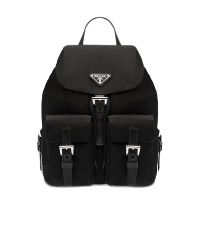 PRADA PRADA TRIANGLE LOGO PLAQUE BACKPACK