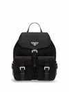 Prada Womens Black Logo-plaque Recycled-polyamide Backpack In Schwarz