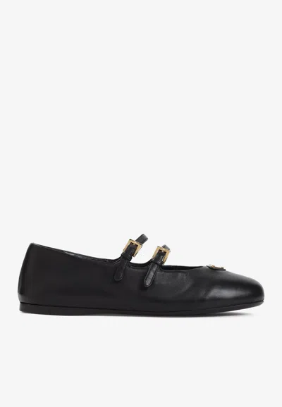 PRADA LOGO-PLAQUE BALLET FLATS