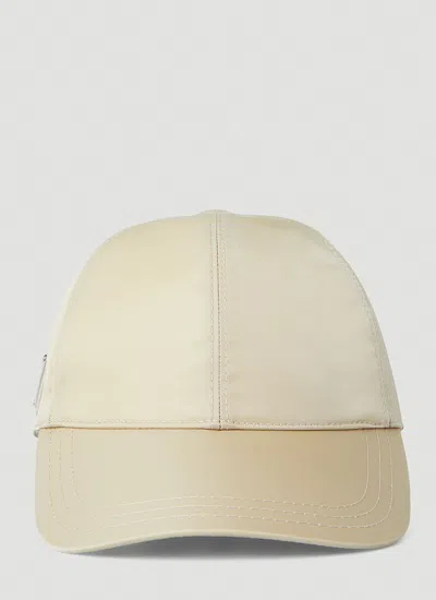 Prada Logo Plaque Baseball Cap In Beige