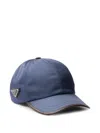 Prada Re-nylon And Leather Baseball Cap In Blue