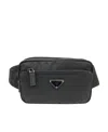 Prada Re-nylon And Saffiano Leather Belt Bag In Black