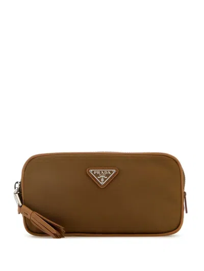 Prada Biscuit Re-nylon Belt Bag With Tassel Detail In Brown