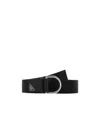 Prada Triangle-logo Woven Belt In Black