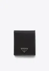 Prada Bi-fold Logo Re-nylon Wallet In Black