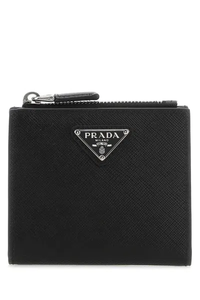 Prada Logo Plaque Bi-fold Wallet In Default Title
