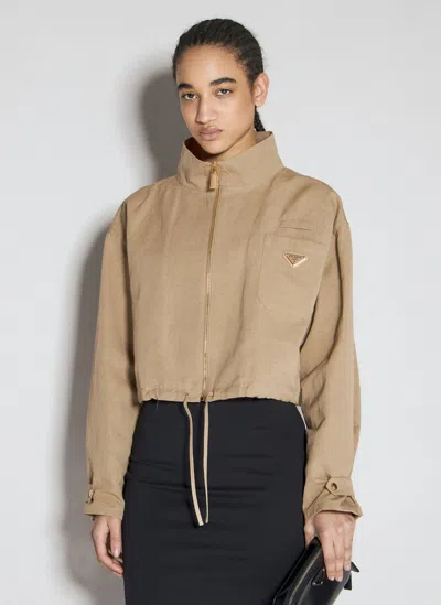 Prada Silk Twill Blouson Jacket In Brown