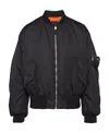 Prada Logo Plaque Bomber Jacket In Black