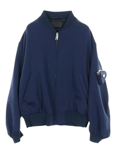 Pre-owned Prada Logo-plaque Bomber Jacket In Blue