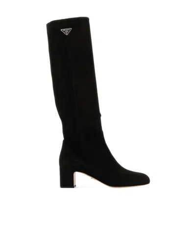 PRADA PRADA LOGO-PLAQUE BOOTS