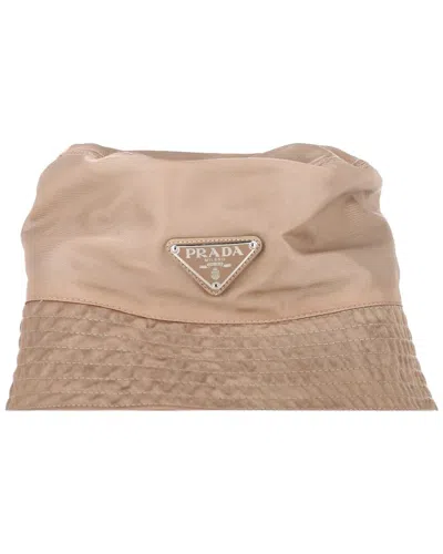 Prada Logo Plaque Bucket Hat (authentic Pre-loved) In Brown