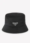 Prada Triangle Logo Re-nylon Bucket Hat In Black