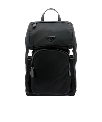 PRADA PRADA LOGO PLAQUE BUCKLED BACKPACK