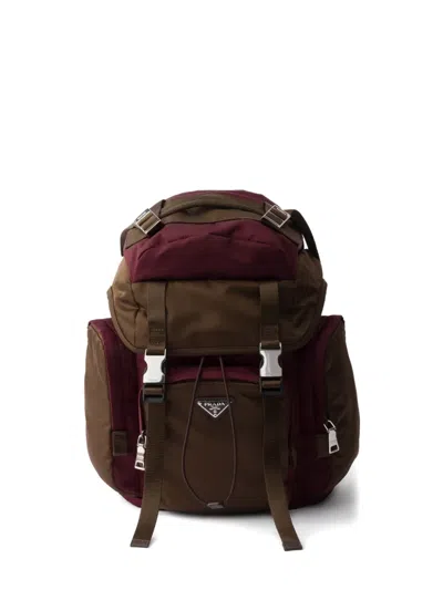 Prada Logo-plaque Buckled Backpack In Brown