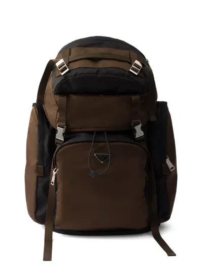 Prada Logo-plaque Buckled Backpack In Brown