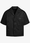 Prada Short Sleeve Collared Jacket Front Pocket In Black
