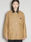 Prada Triangle-logo Canvas Blouson Jacket In Beige