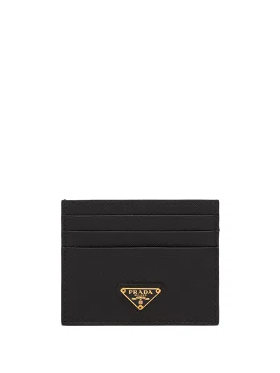 Prada Logo-plaque Card Holder In Black