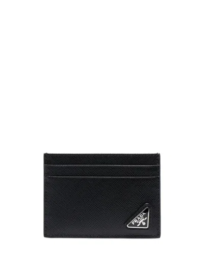 Prada Logo-plaque Card Holder In Black