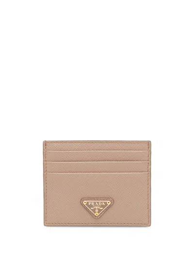 Prada Saffiano Leather Card Holder In Powder Pink