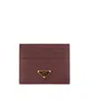 Prada Logo Plaque Card Holder In Brown