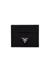 Prada Triangle Logo Patent Leather Wallet In Black