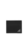 Prada Logo Plaque Cardholder In Black