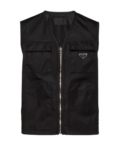 PRADA PRADA LOGO PLAQUE ZIP-UP GILET