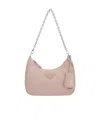 Prada Logo Plaque Chain-linked Shoulder Bag In Sleeping Lotus Color