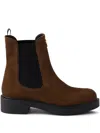 Prada Chocolate Suede Ankle Boots In Brown