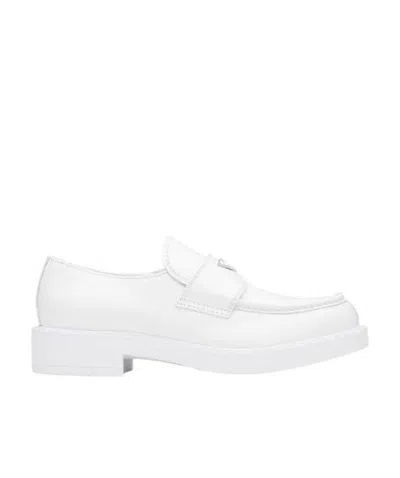 Prada Logo Plaque Chunky Sole Loafers In White