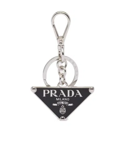 PRADA PRADA LOGO PLAQUE KEYRING