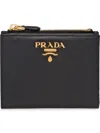 Prada Logo-plaque Compact Wallet In Black