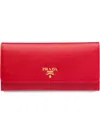 Prada Logo-plaque Continental Wallet In Red