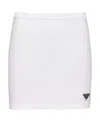 Prada Logo-plaque Cotton Miniskirt In White