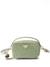 Prada Womens Green Crochet And Leather Mini Pouch In Green